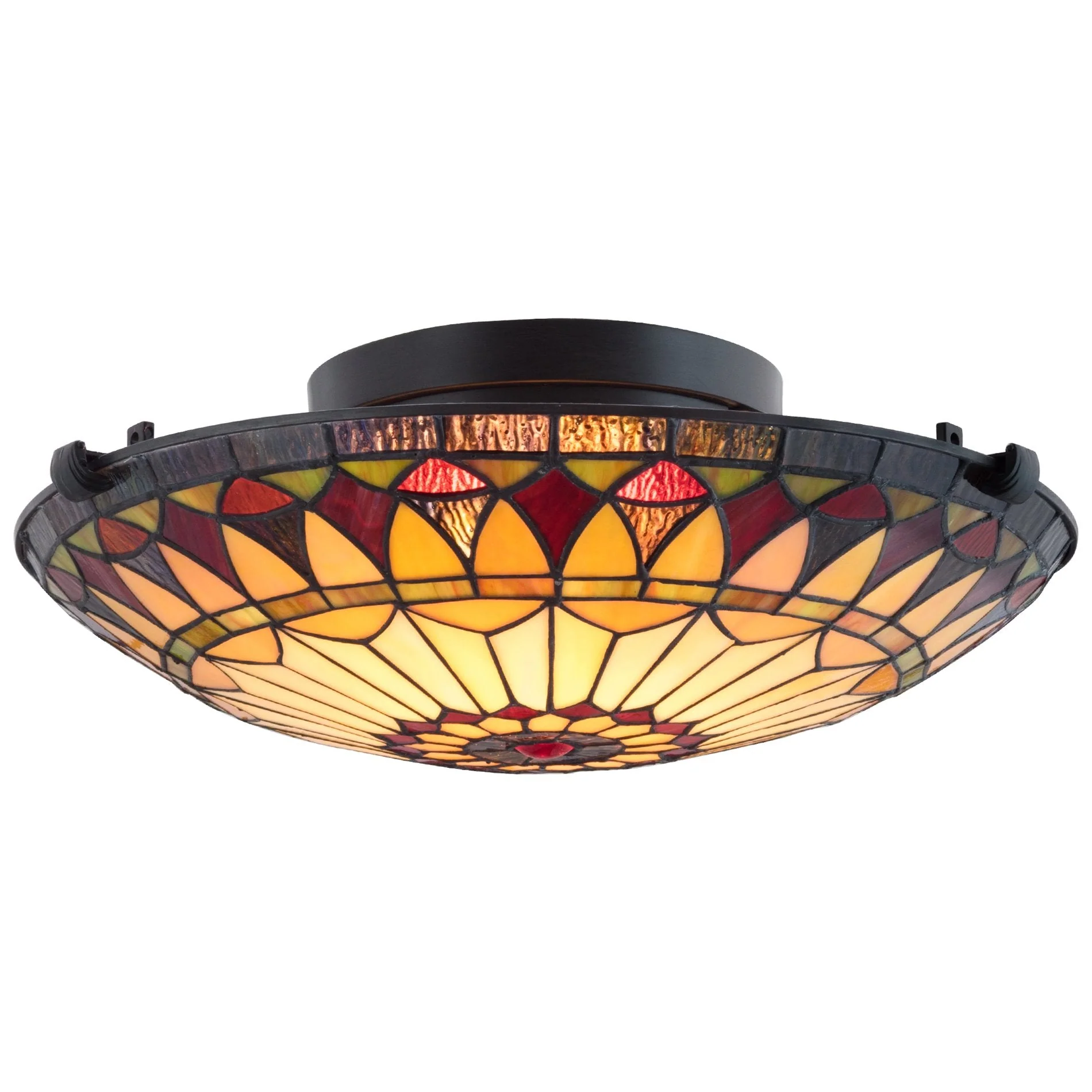 Mateo 16 2-Light Tiffany Glass Flush Mount Ceiling Light