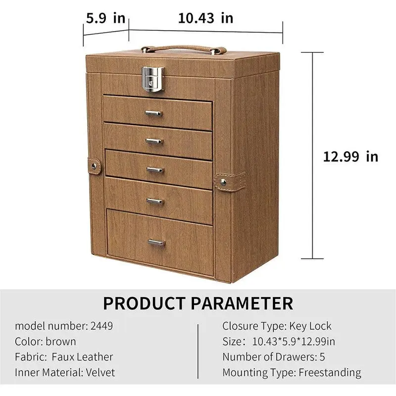 Jewelry in Style5-Layer Leather jewelry box - 5.9D x 10.43W x 11H