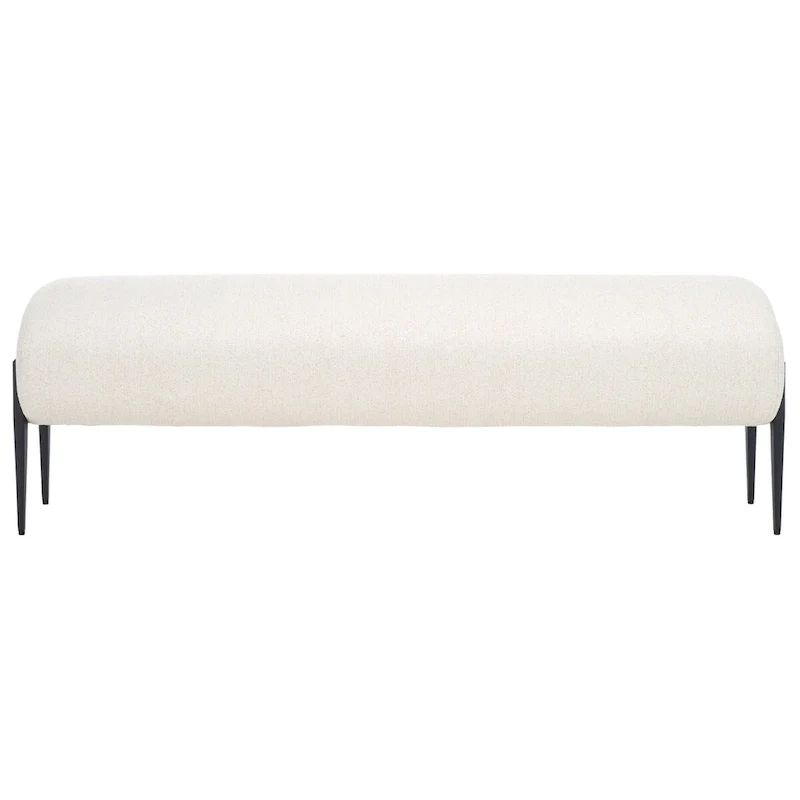Upholstered Bench in Light Beige / Creme with Black Legs – Seats 2