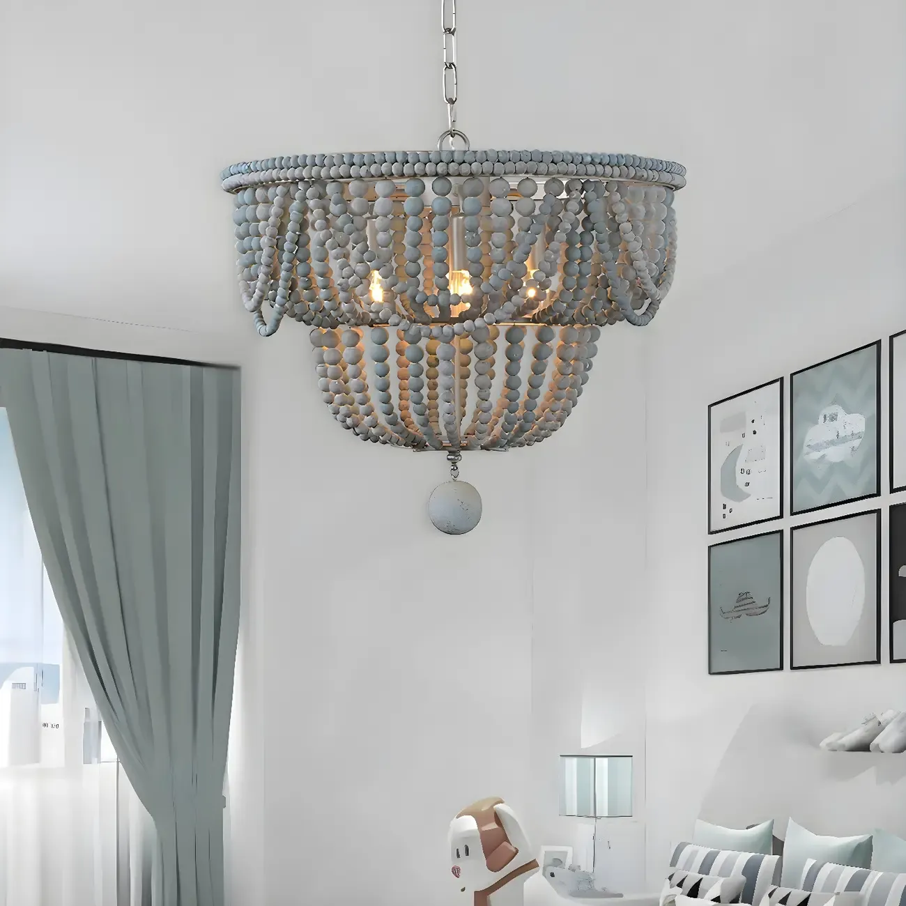 Bohemian Blue 4-Light Adjustable Hanging Chandelier