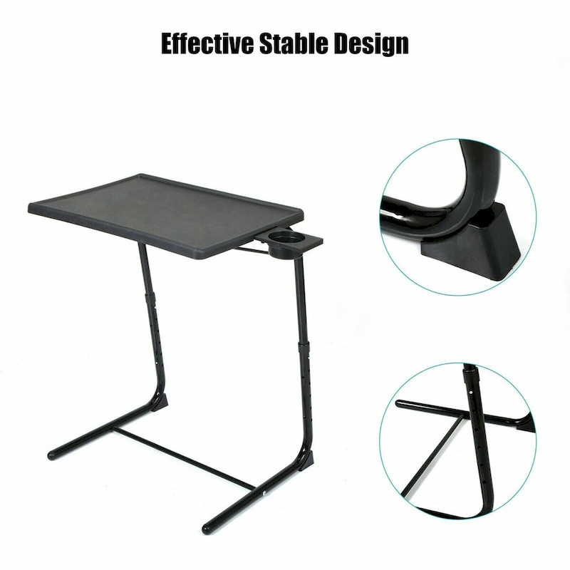 Folding TV Tray Laptop Table End Table Height Adjustable Cup Holder