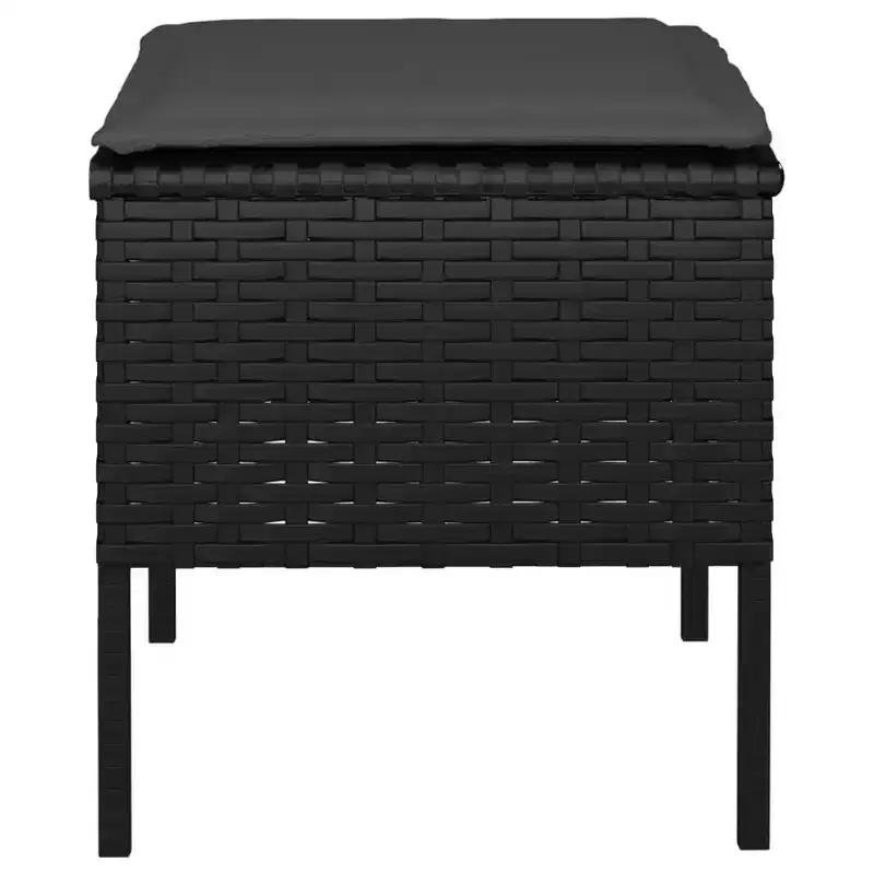 vidaXL Garden Footstool Set of 4 Black Poly Rattan Small Modular