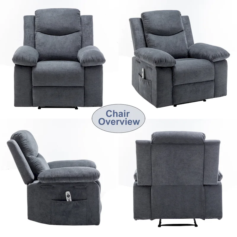 Velvet Adjustable Massage Function Power Recliner Chair with Heating System