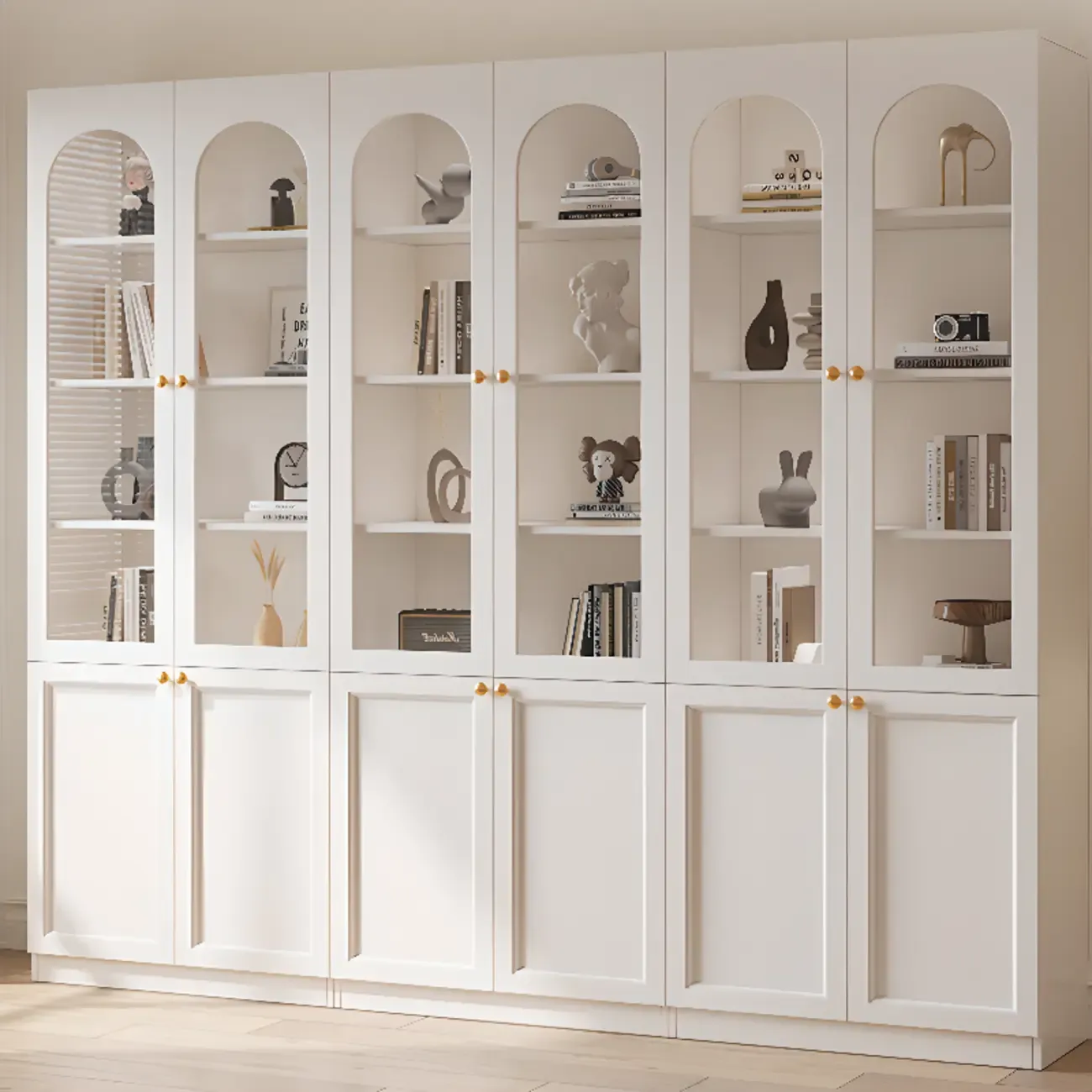 Modern Reclaimed Wood Bookcase with Glass Doors