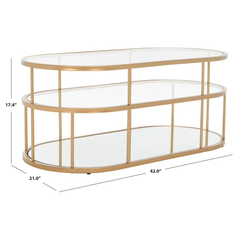 SAFAVIEH Frederica 3 Shelf Coffee Table - 42 L x 21 D x 17 H - 42Wx21Dx17H