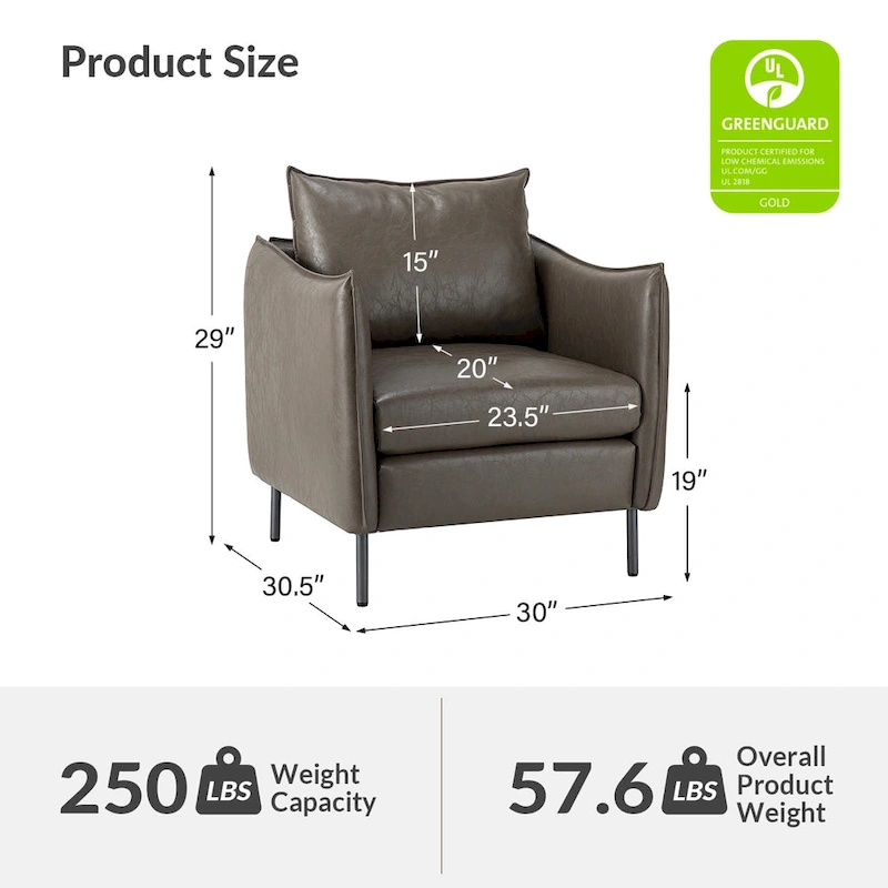 Jaime Modern Vegan Leather Accent chair with Metal Legs Set of 2 by HULALA HOME