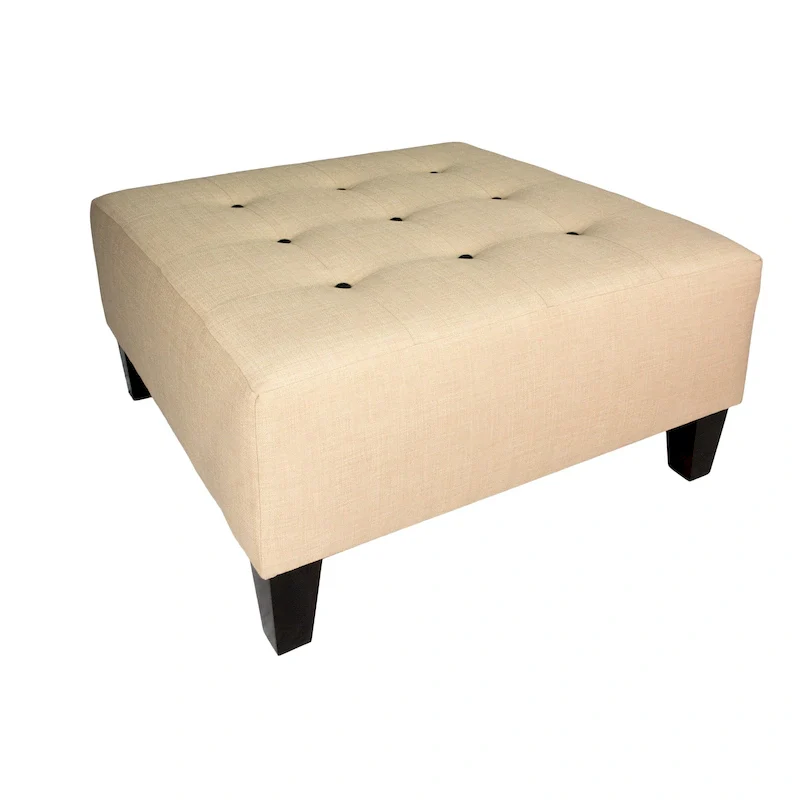 Button Tufted Upholstered Square Ottoman - 34 Inch