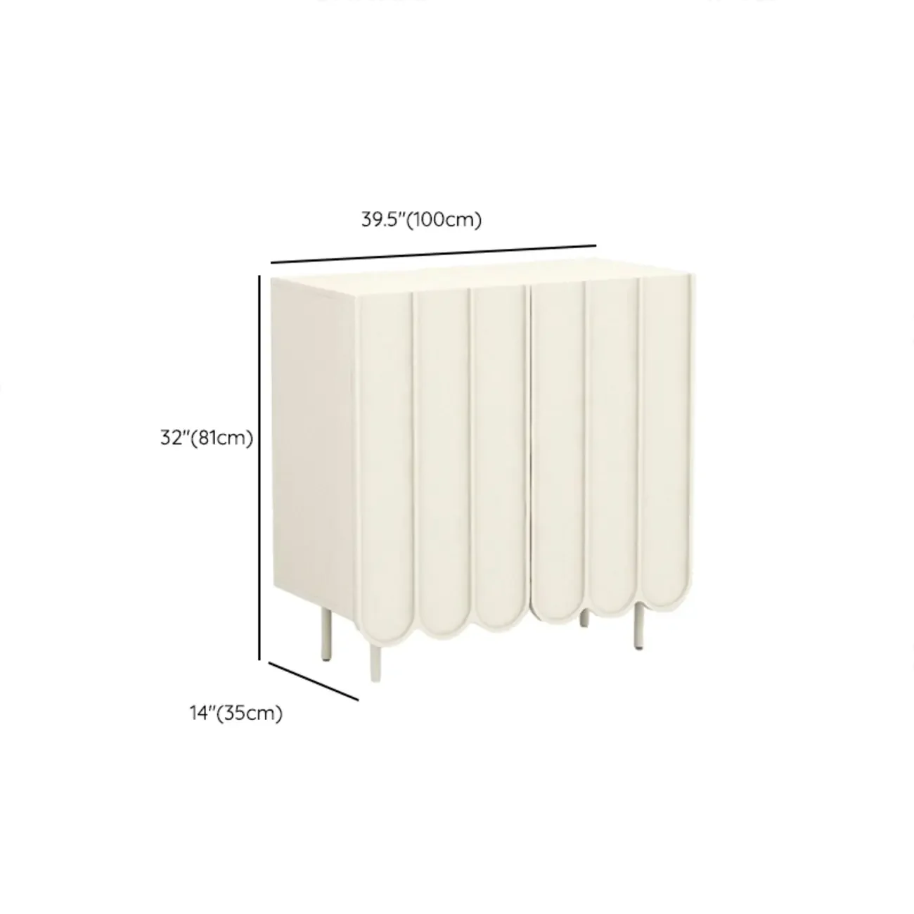 Entryway White Wooden Fluted Front Shoe Cabinet