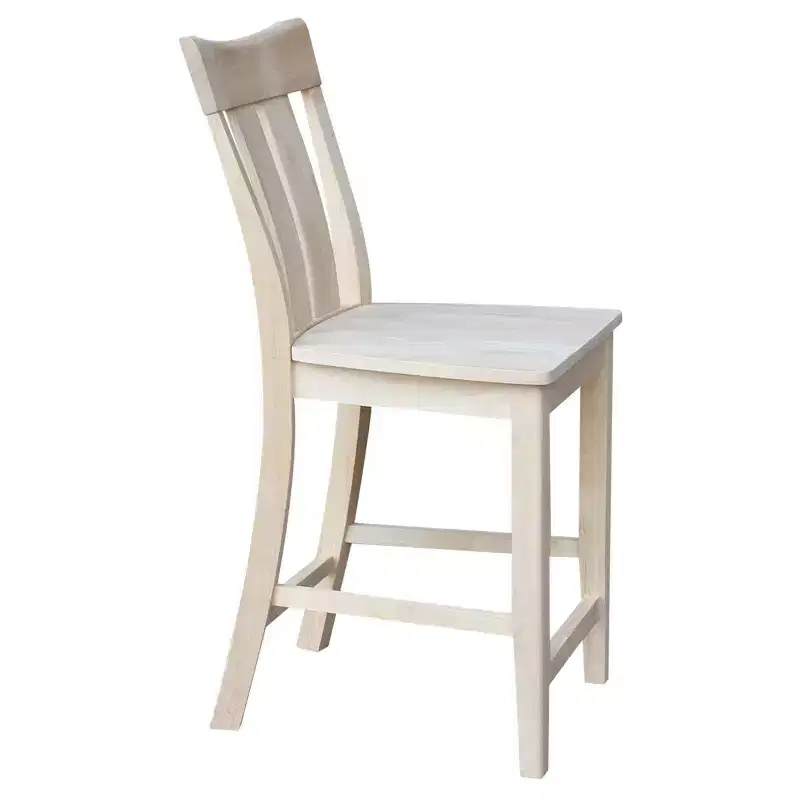 24" Ava Counter Height Barstool Unfinished - International Concepts: Solid Wood, Square Seat