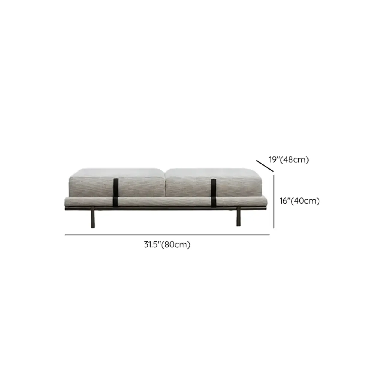 Scandinavian Grey Metal Upholstered Bedroom Bench