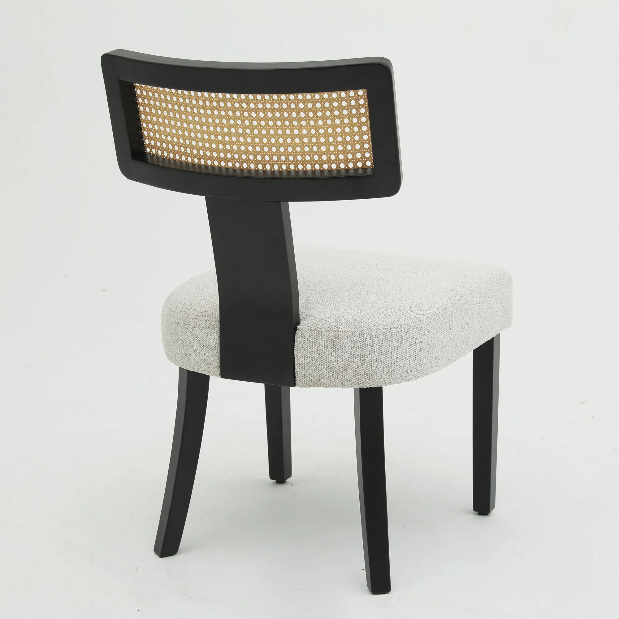 Wood and Rattan Mid Century Modern Dining Chairs Set of 2