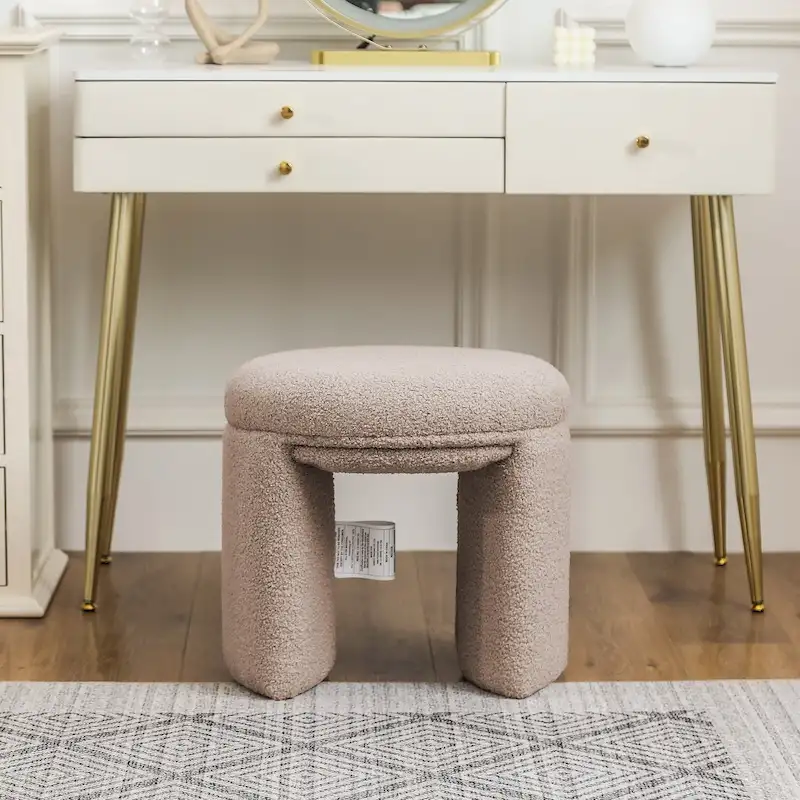 Adeco Ottoman Small Teddy Low Foot Stool Vanity Stool