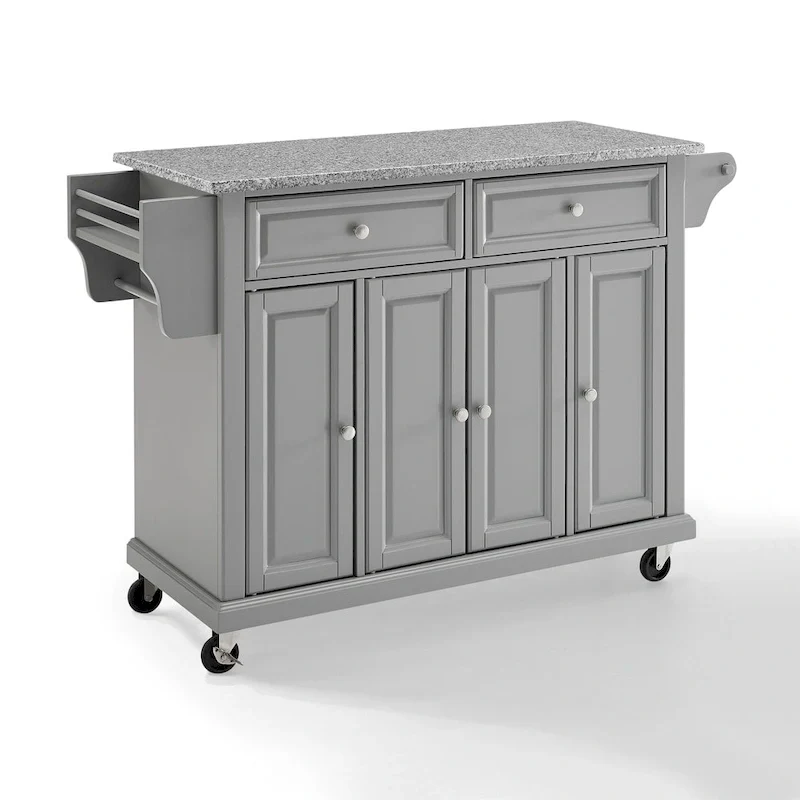 Crosley Solid Granite Top Kitchen Cart/Island In Vintage Grey - 51.5 W x 18 D x 34 H