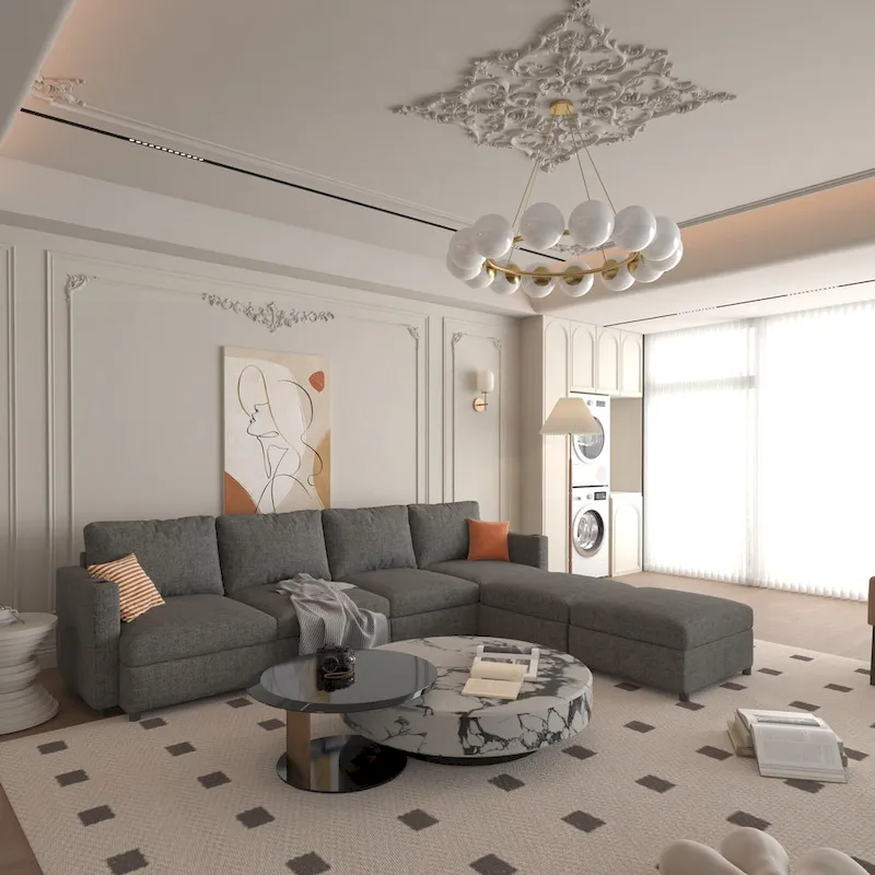 Grey 123 U-Shaped 4-Seater Modular Sectional with Storage Ottomans, Easy to Assemble and Transport