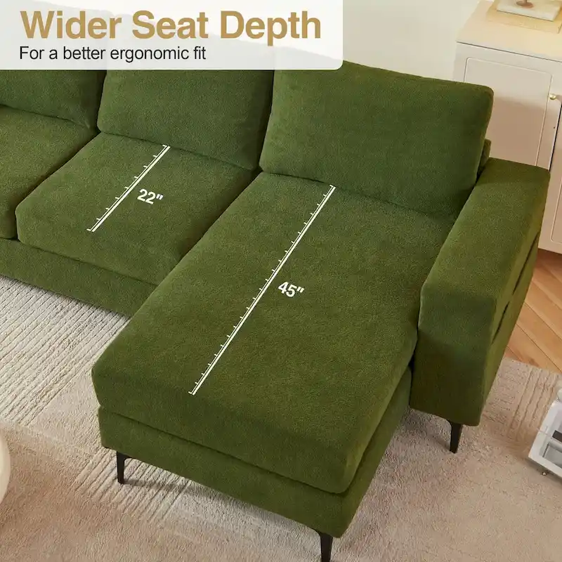 L-Shaped Upholstered Sofa Couch with Metal Legs