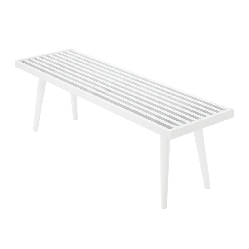 Plank and Beam Mid Century Double Wood Entryway Bench - 56.3 L x 16.5 W x 17.5 H