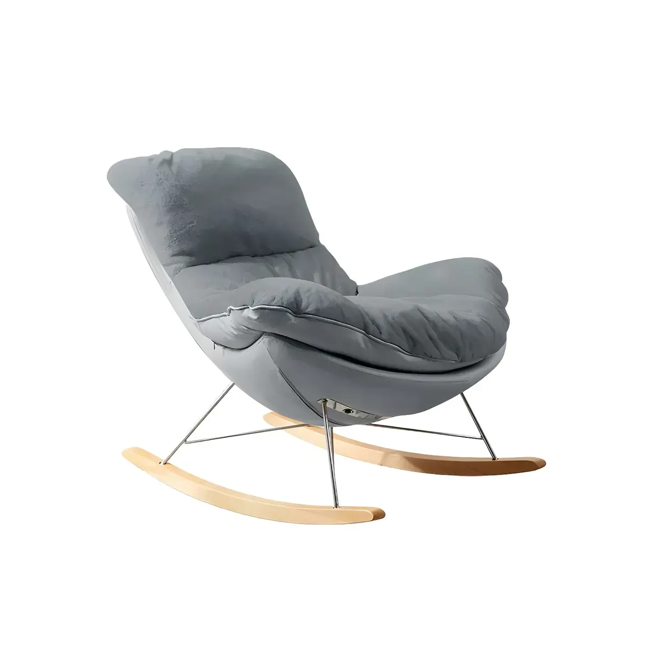 Modern Flannel Upholstered Armless Rocking Chair with Ottoman