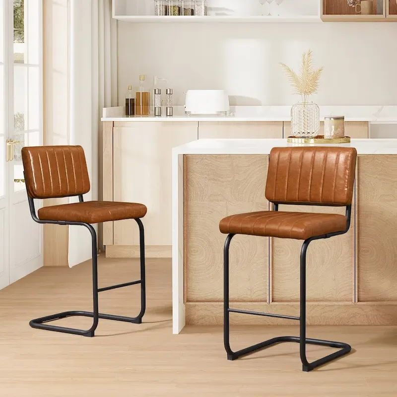 Art Leon Rustic Upholstered Counter Height Bar Stools (Set of 2)