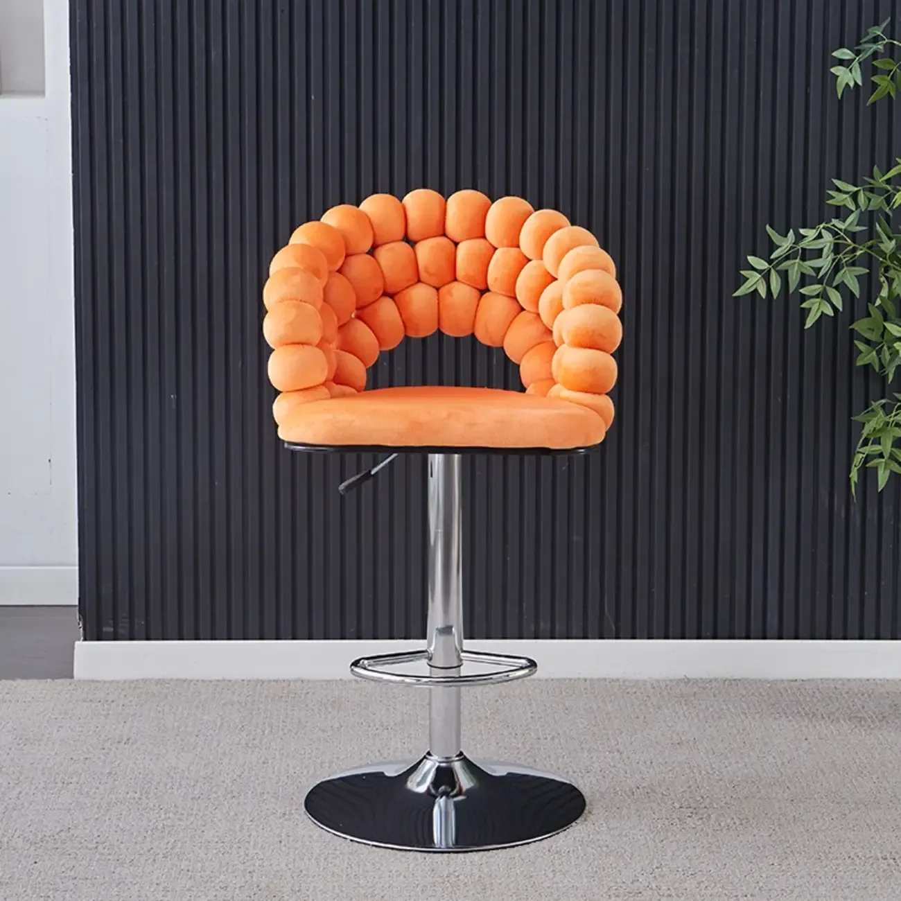 Glam Swivel Saddle Fabric Adjustable Height Bar Stool with Arms