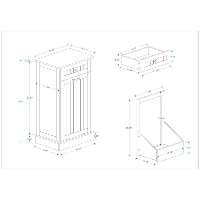1 Drawers and 1-Compartment Tilt-Out Trash Cabinet Kitchen Trash Cabinet