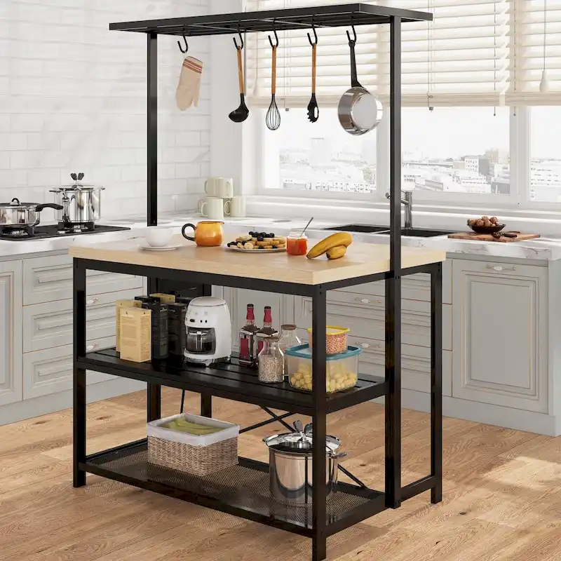 47 Kitchen Island Table Microwave Stand Oven Shelf with Storage - 47D x 28W x 72H