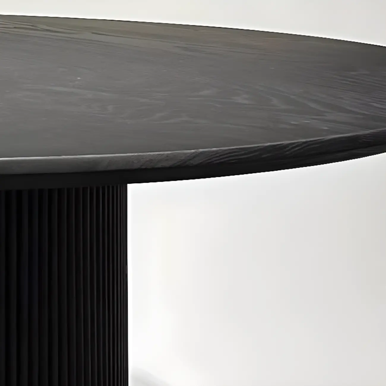Modern Black Round Wood Cylindrical Base Dining Table