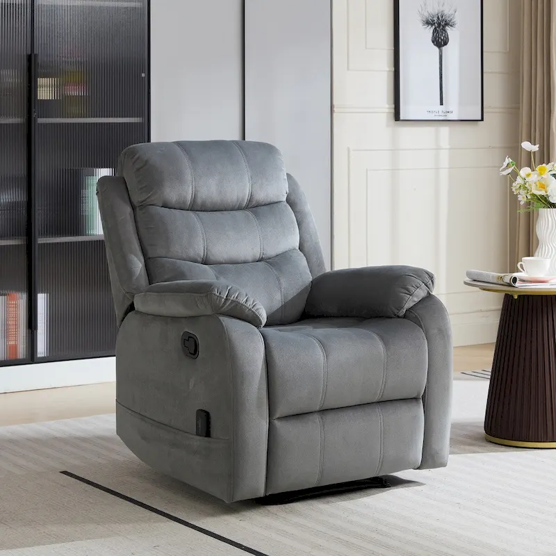 Steph Plush Transitional Upholstered Manual Recliner Chair