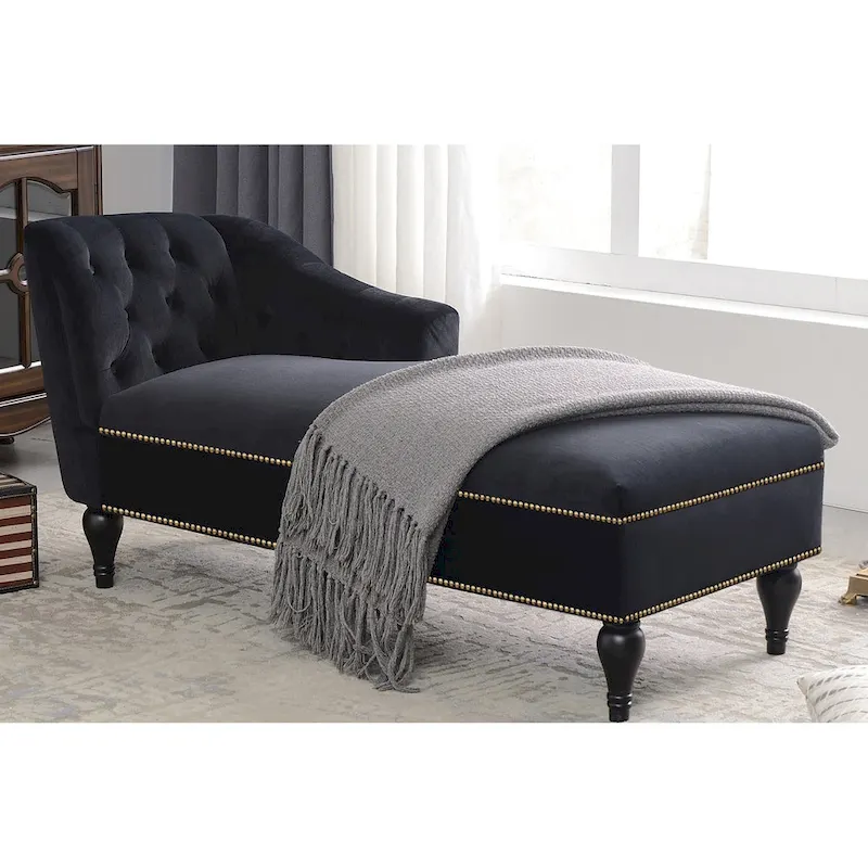 [New+Video] 58Velvet Chaise Lounge - 26.50 x 58.00 x 28.60