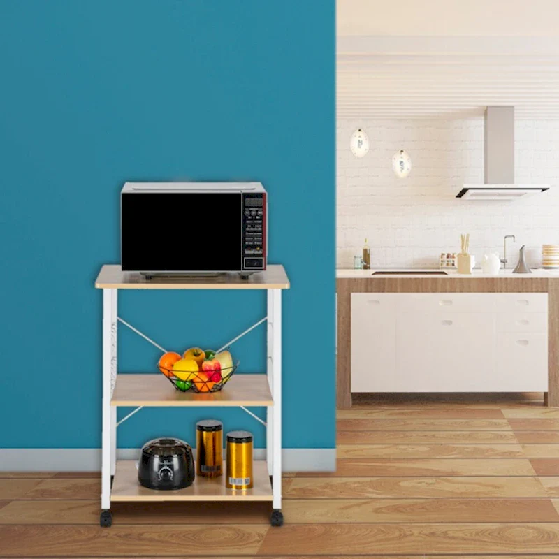 Bakers Rack 3-Tier Kitchen Utility Microwave Oven Stand Storage Cart Workstation Shelf - 23.62 x 15.75 x 28.94