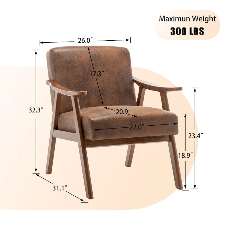 Living Room Chair with Solid Wood