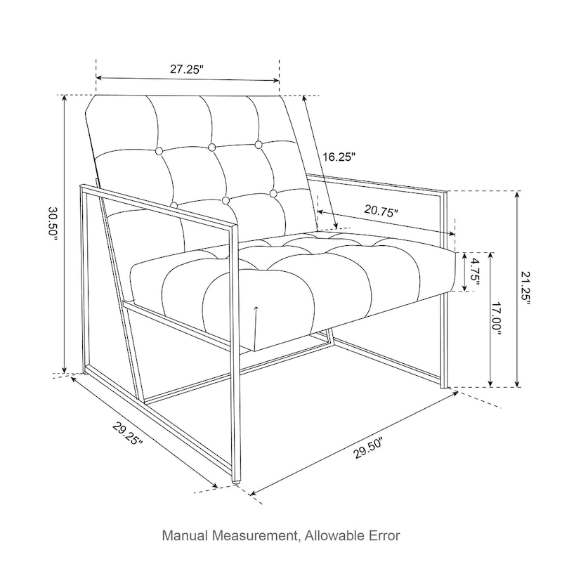 Glitzhome Set of 2 29.25W Mid-Century PU Leather Tufted Accent Chairs