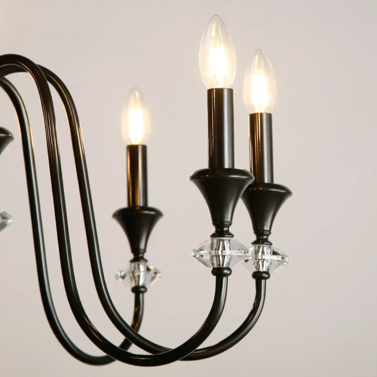 Industrial Black Glass Candelabra Chandelier in 3-10 Lights