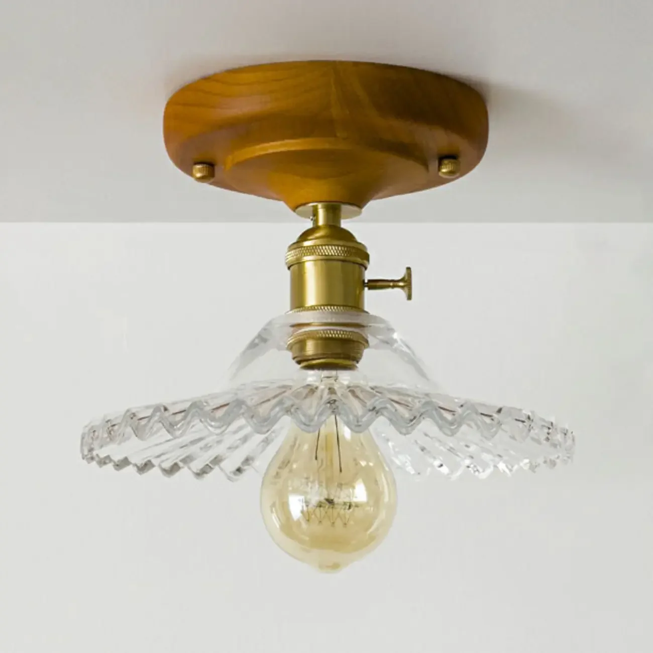 Vintage Glass Semi Flush LED Ceiling Light for Hallway