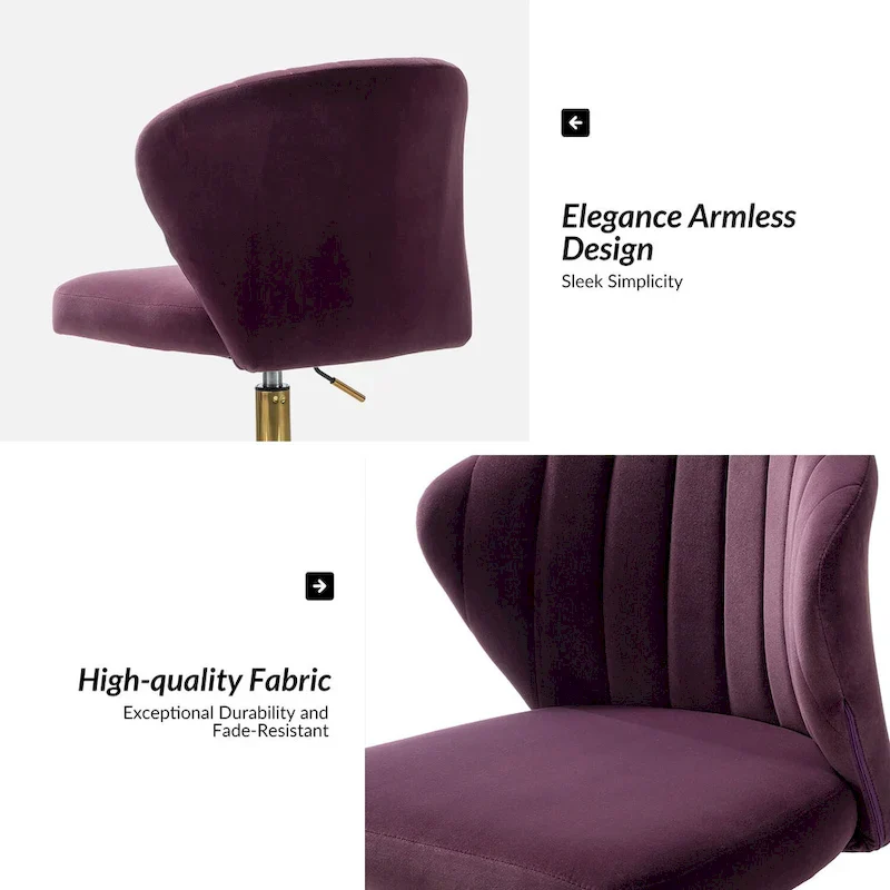 Ilia Modern Velvet Wingback 360 degree Ergonomic Office Task Chair with Channel Tufted Back by HULALA HOME