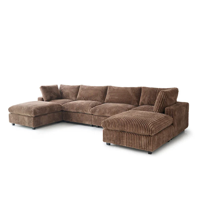 Soft Plush Upholstered Modular Sectional Sofa U-shaped Down Filled Living Room Couch-5 Seaters/6 Seaters