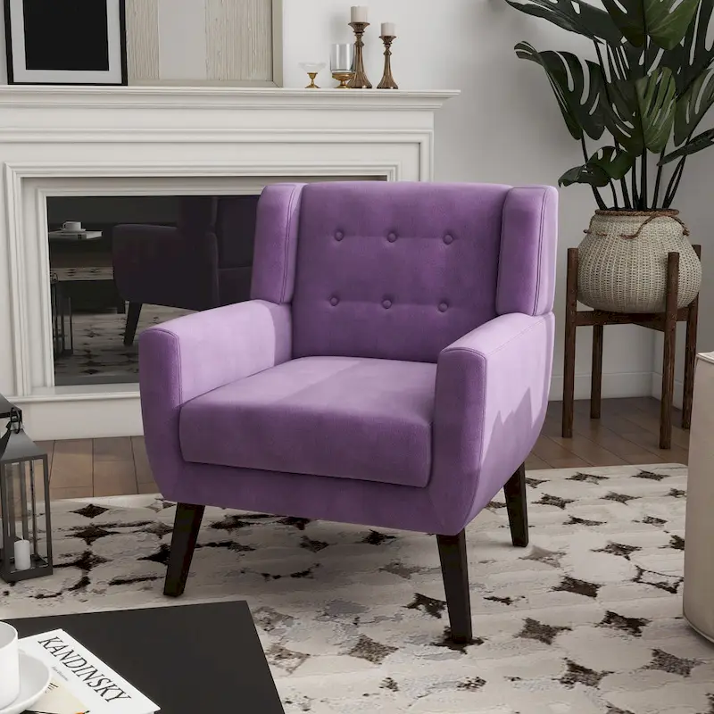 Velvet Accent Chair Living Room Upholstered Armchair