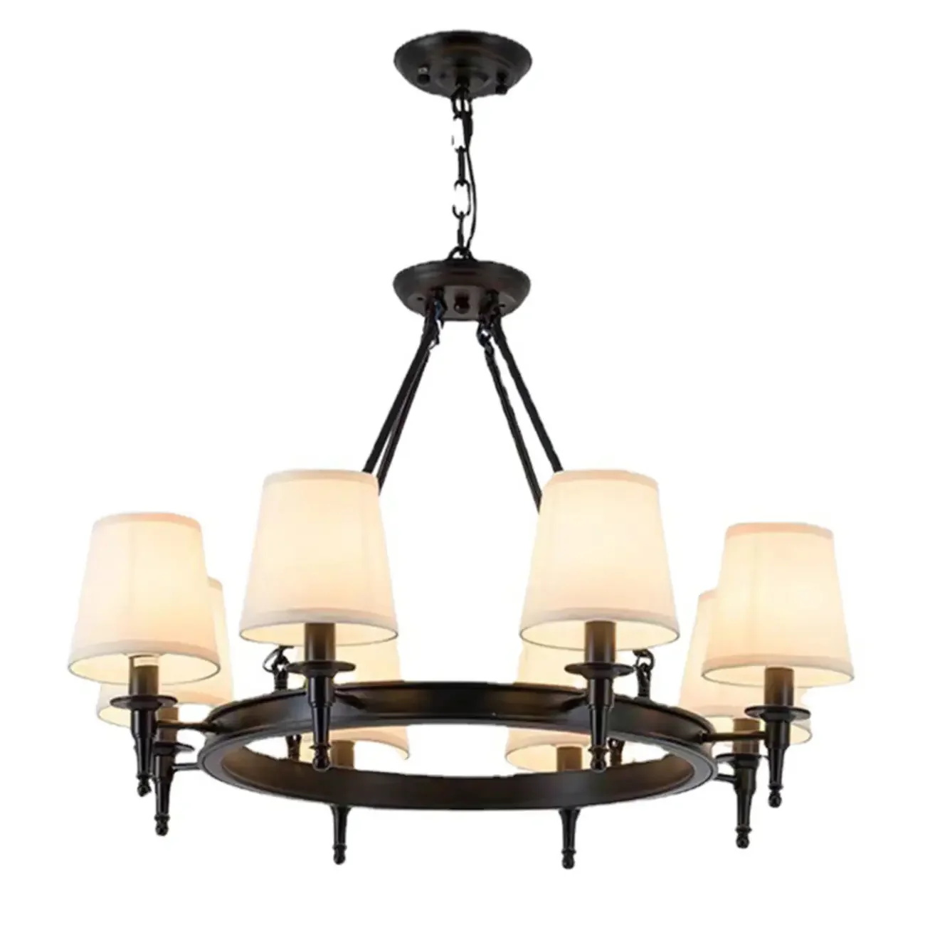 America Country Ring Fabric Lampshade Black Chandelier