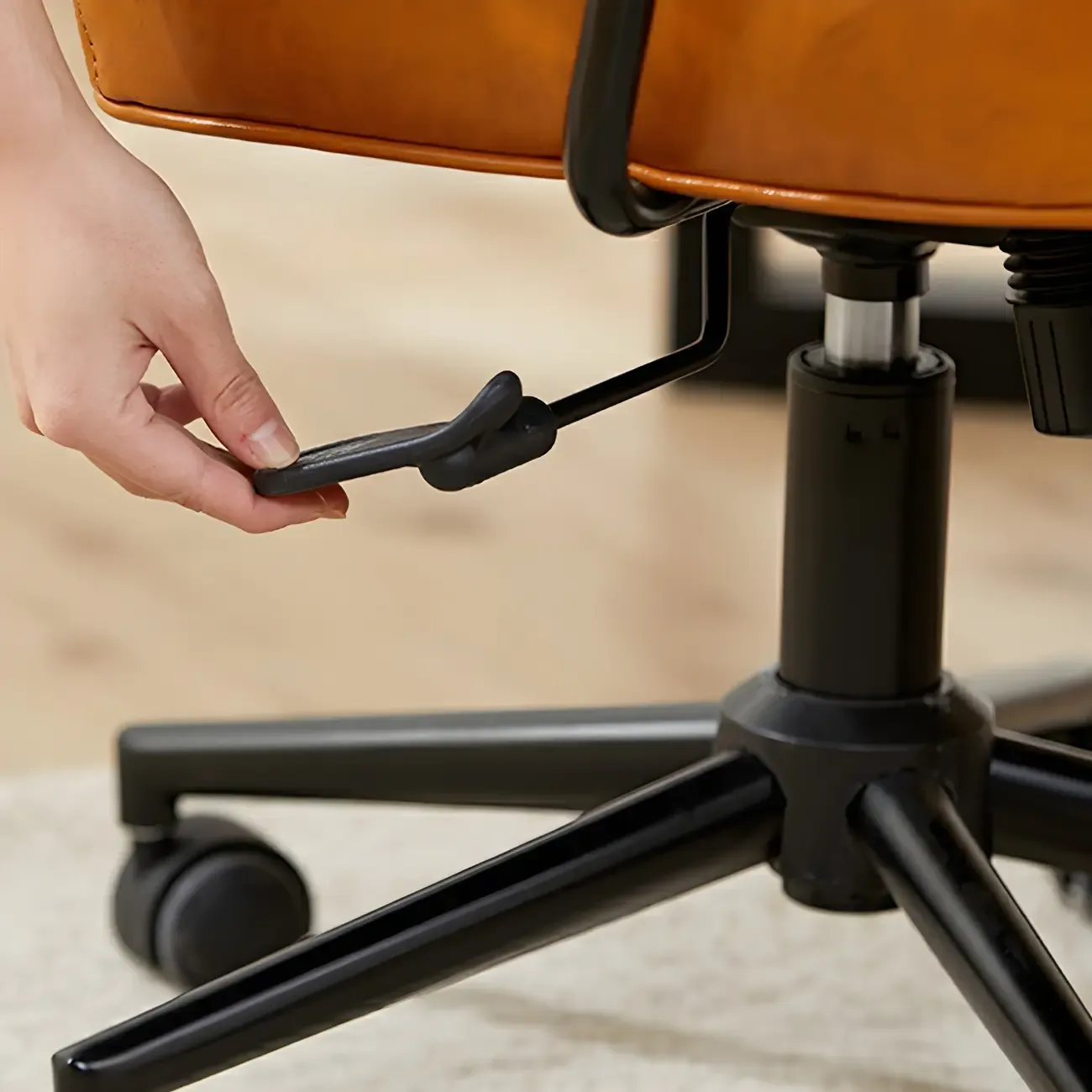 Industrial Leather Upholstered Height Adjustable Swivel Office Chair