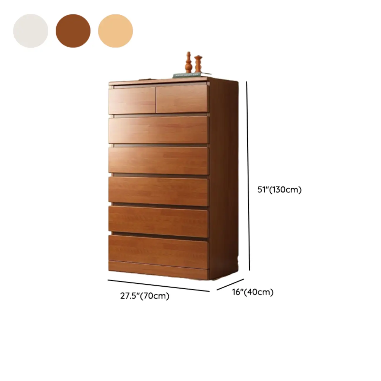 Modern Natural Wood Gloss Surface Dresser with 8-Drawers