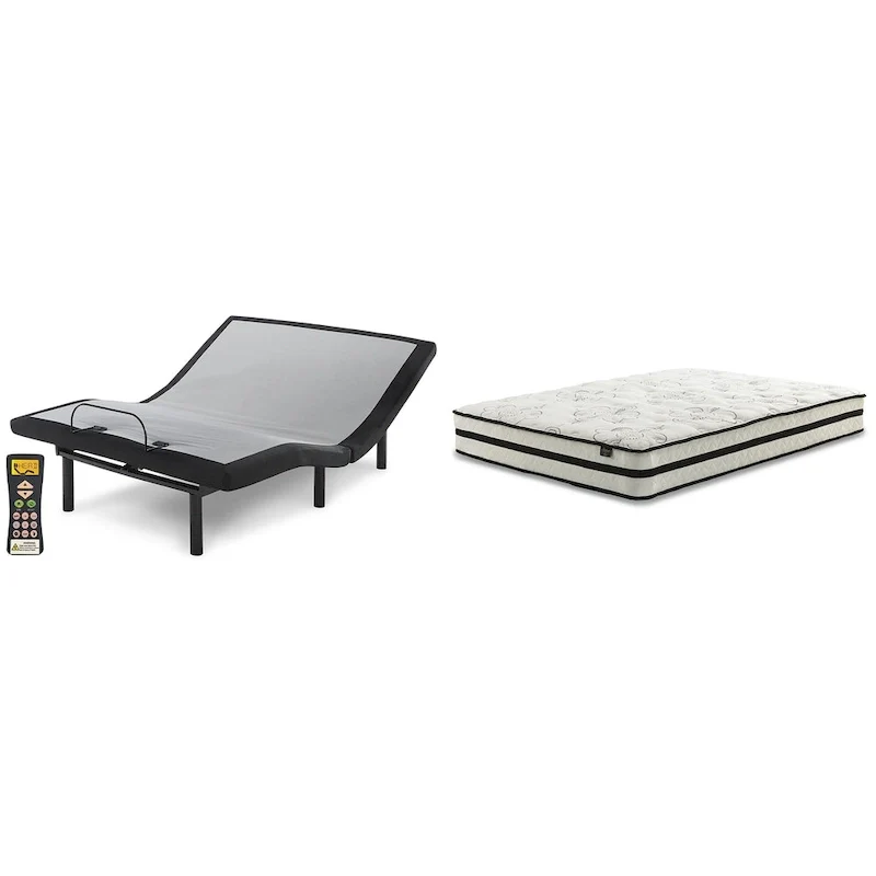 Signature Design by Ashley Chime 10 Inch Hybrid Black/White 2-Piece Mattress Package