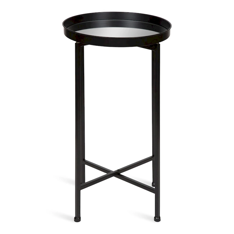 Kate and Laurel Celia Round Metal Tray/ Foldable Accent Table - 14x14x25.75