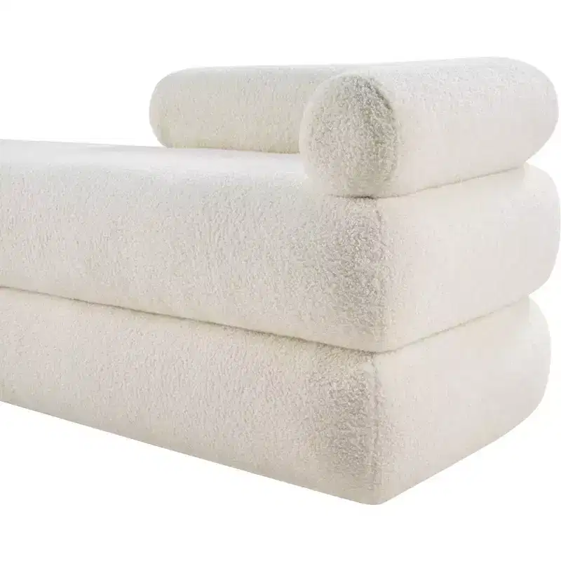 Meridian Furniture,Kennedy Faux Shearling Teddy Fabric Bench