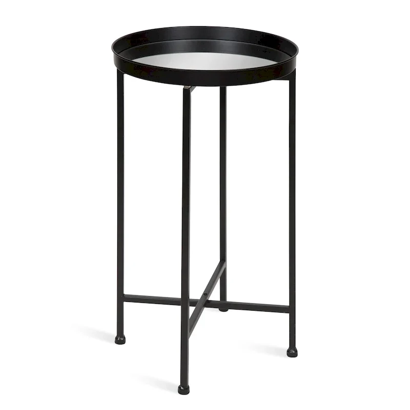 Kate and Laurel Celia Round Metal Tray/ Foldable Accent Table - 14x14x25.75