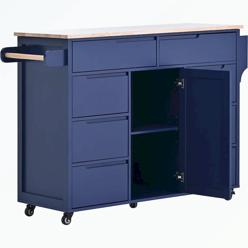 Kitchen Cart with Rubber Wood Countertop