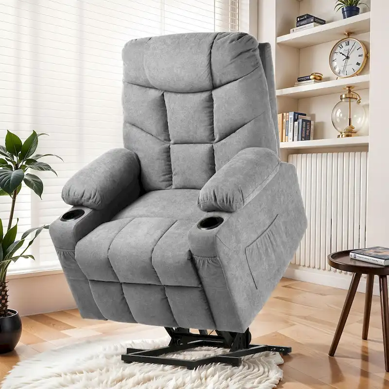 Moasis Grey Fabric Power Lift Recliner Chair for Elderly