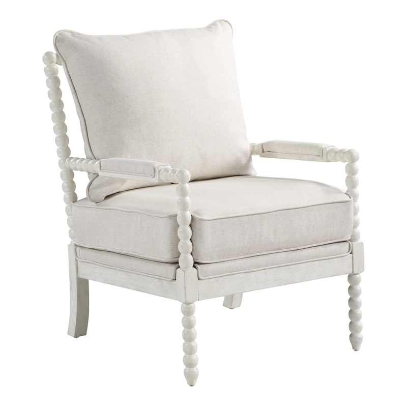 Kaylee Spindle Chair in Fabric with White Frame
