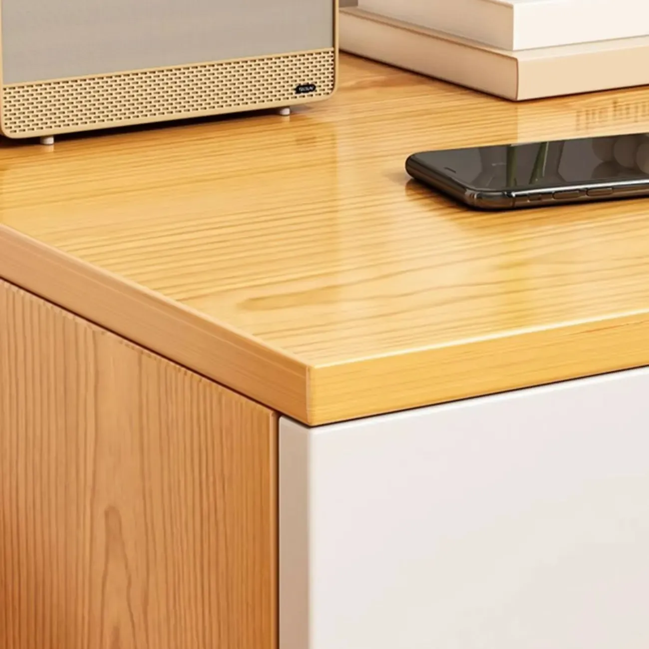 Modern Wooden Bedside Table with Dual Drawers