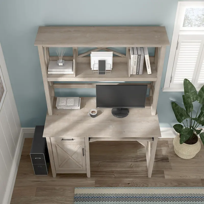 48W Small Computer Desk with Hutch