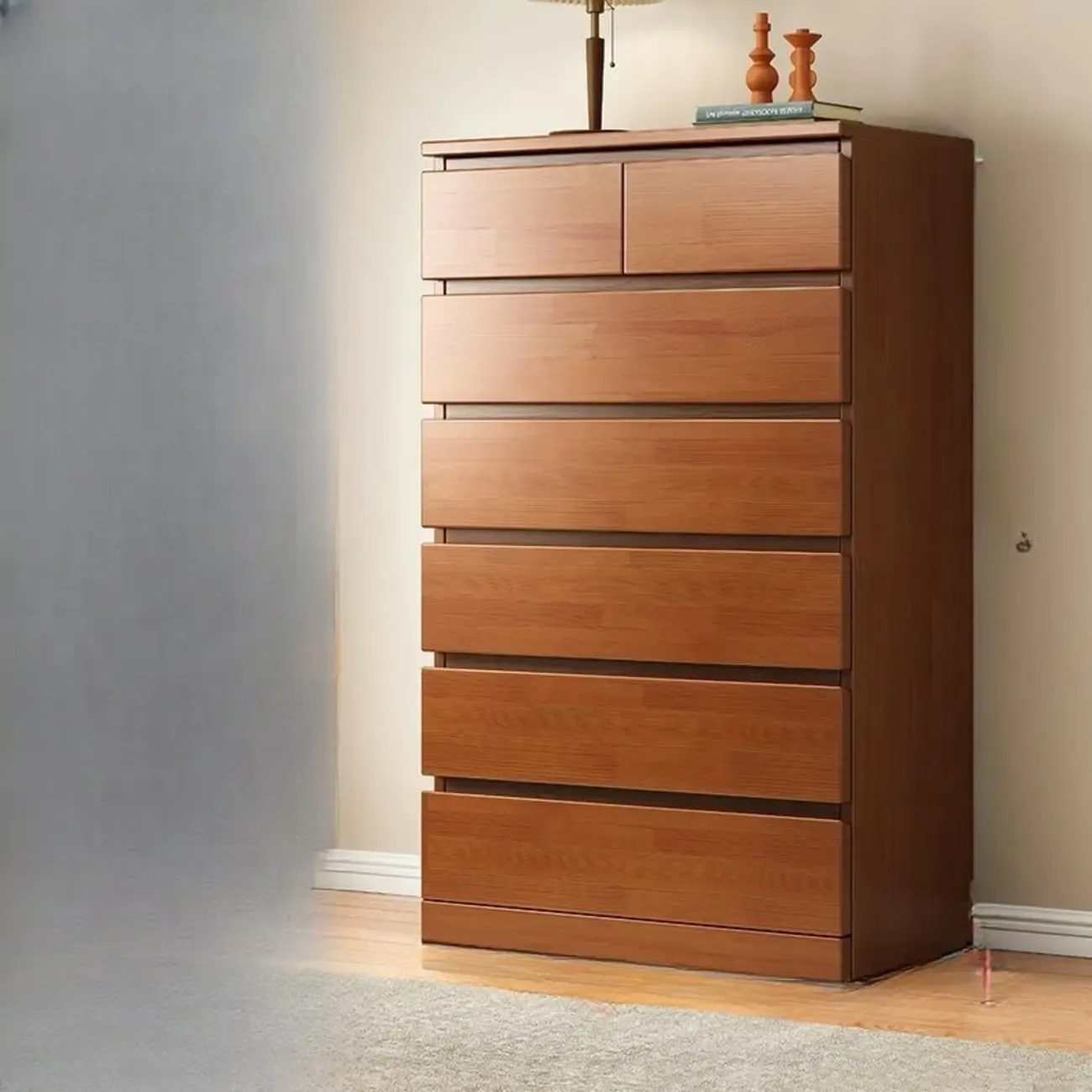 Modern Natural Wood Gloss Surface Dresser with 8-Drawers