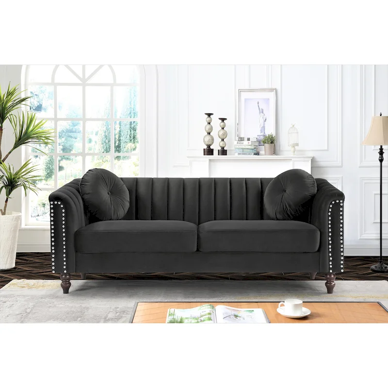 Hills Tufted Back Nailhead 75.2  Sofa